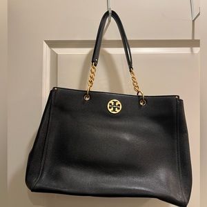 Tory Burch black leather tote
